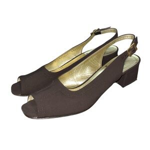 Vintage Bruno Magli Peep Toe Slingback Chunky Pump Heels